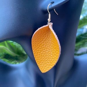 💛Mustard Yellow💛Genuine Leather Lightweight Teardrop Earrings